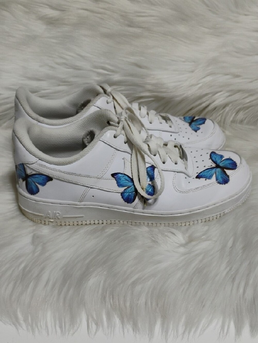 (C-64) Nike Air Force 1 Blue Butterfly Custom Design Sneakers - Picture 4 of 13